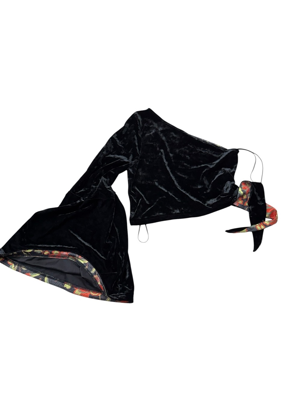 Free People Black One-Shoulder Top with Cream Wide-Leg Pants - Picture 3 of 10